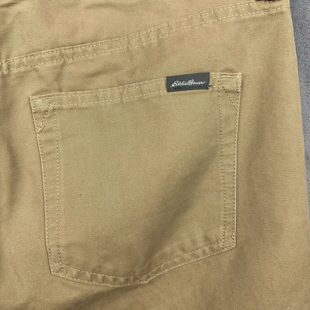 Eddie Bauer Pants Mens Size 34x30 Tan Khaki Canvas Utility 5 Pocket Work Outdoor